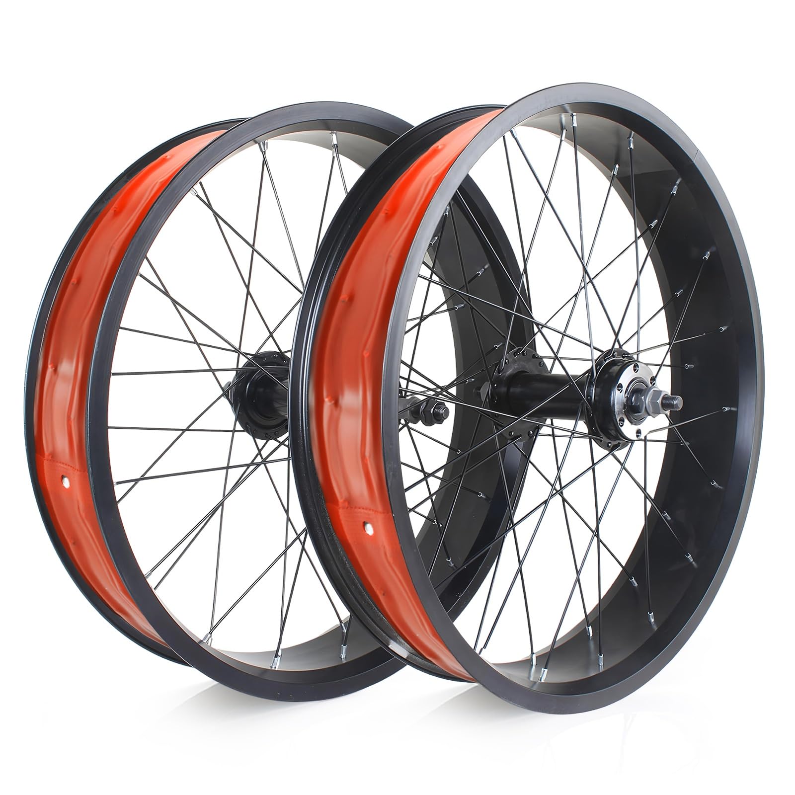 ZCXBHD 20in/24in/26in X 4.0" Fat Tire Bike Wheelset Disc Brake Front Rear Wheel QR 135mm/195mm 36H Hubs 14G Spokes For 7-10s Rotary Freewheel E-bike Snow Beach Bike Wheels(Front+Rear,26IN)