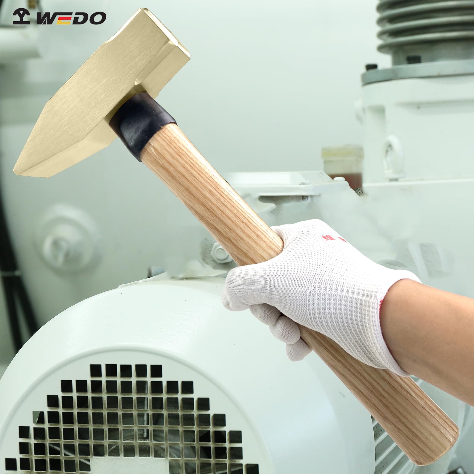 WEDO Schlosserhammer,Nicht funkelnd Ingenieurhammer mit Holzgriff,Kopfgewicht 500g,Länge 310mm,Aluminium Bronze Zimmererhammer,Hämmer für Ingenieure,korrosionsbeständig,BAM/FM-Zertifikat