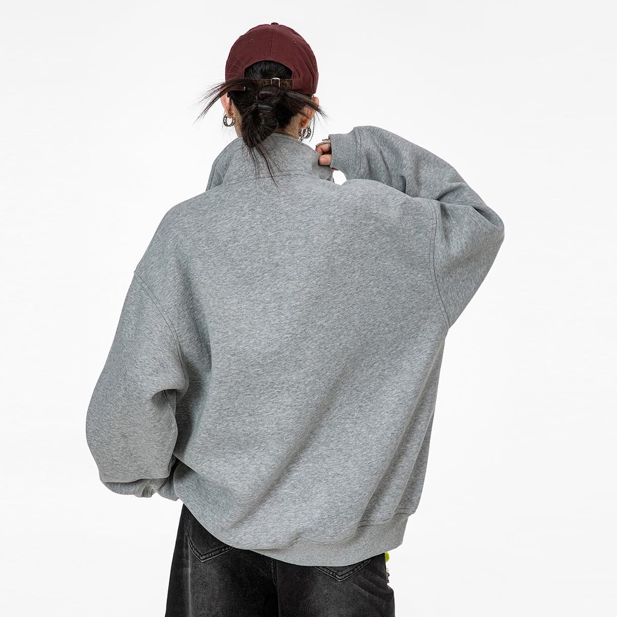 Women quarter Zip Up Pullover Hoodies-Half Sweatshirt Sweater,Fleece Jacket,Clothing for Airport Outfits 2025 - Image 4