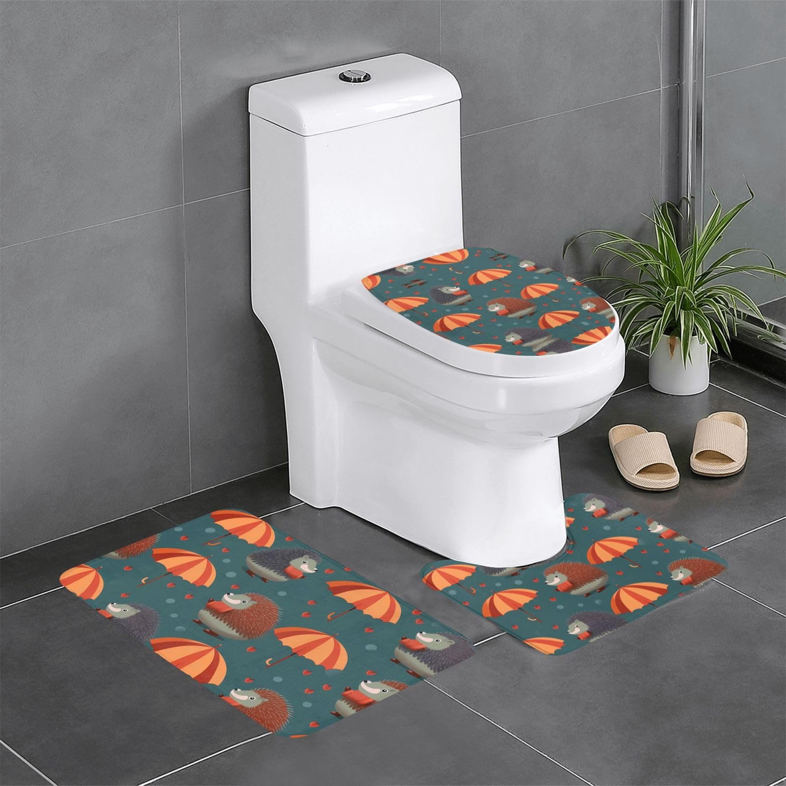 Tapis de bain hérisson antidérapant lot de 3 pour un sol sec