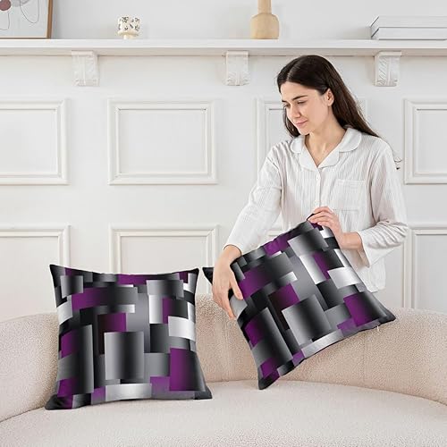 Miniatura 4 de Feelyou Juego de 1 funda de cojín geométrica con diseño geométrico, morado, gris, negro, para decoración del hogar, sala de estar, funda de cojín