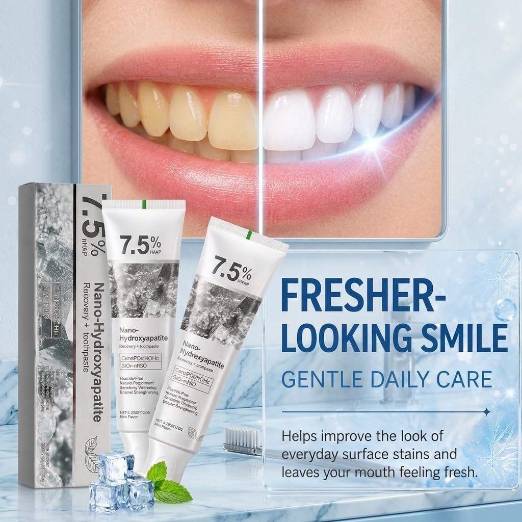 3-Pack Nano-Hydroxyapatite Toothpaste, 7.5% nHAP, Fluoride-Free, Enamel Strengthening, Sensitivity Whitening, Mint Flavor image 3