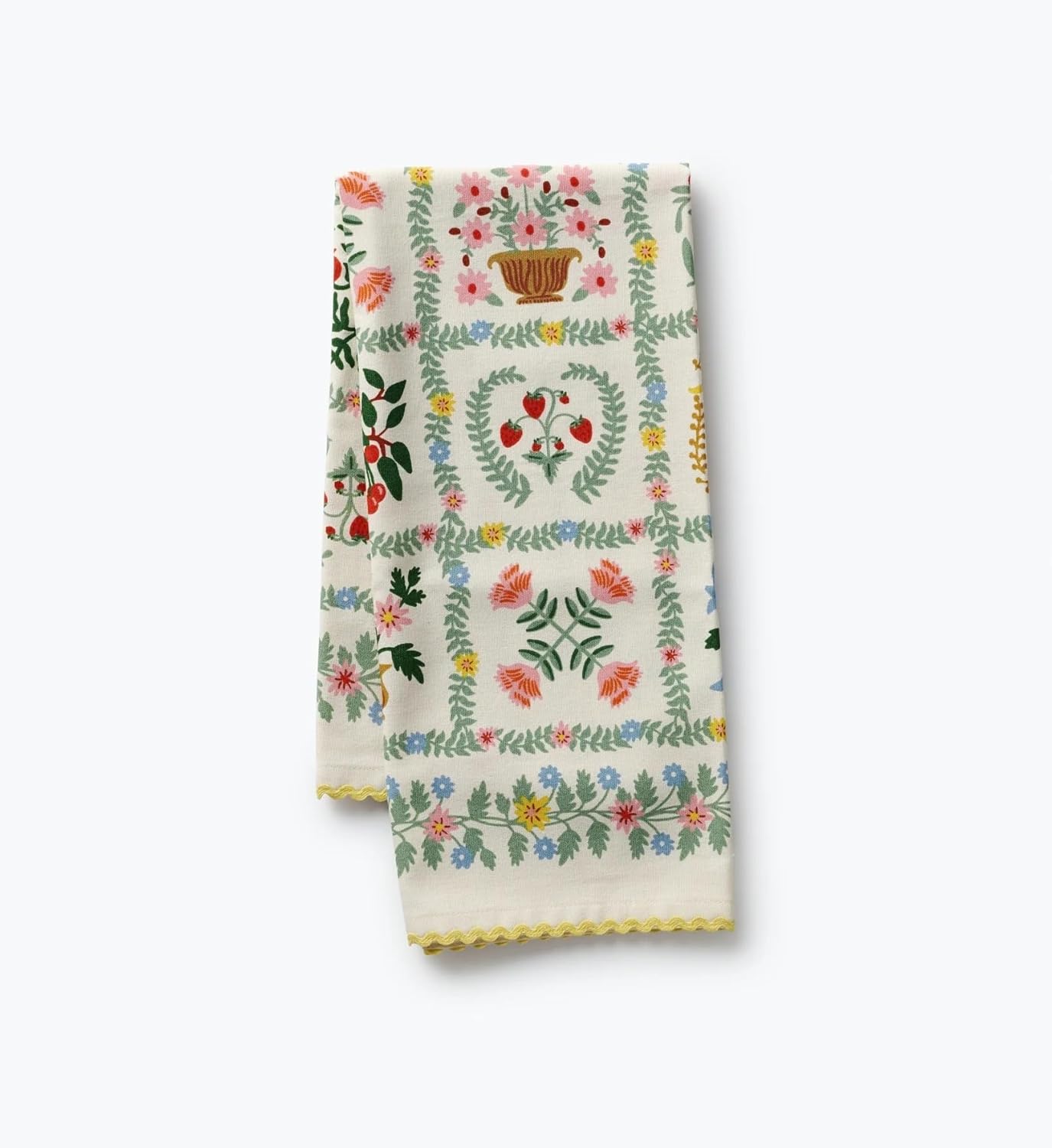 RIFLE PAPER CO. Helena Stripe Pattern Cotton Kitchen Tea Towel, for Drying or Display, 28" L x 21" W, Culinary Style Booster, Machine Washable, Great Kitchen Addition