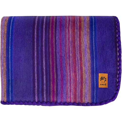 ALPAKITAS Alpaca Wool Blanket - Queen Size Blanket - Alpaca Throw Blankets - Wool Blanket Throw, Lightweight, Breathable, Hypoallergenic, Washable Wool Blanket - 87 x 64 inches (Purple & Blue)