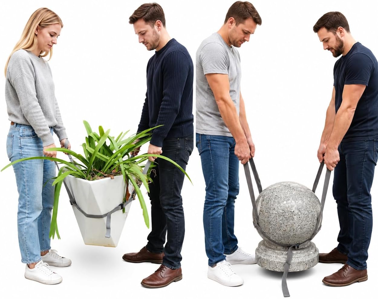 Potted Plant Mover and Lifting Straps for Garden, Landscaping Lifting Straps, Move Heavy Garden Objects: Flower Pots, Planters, Trees, Rocks,Pot Tool,Gray