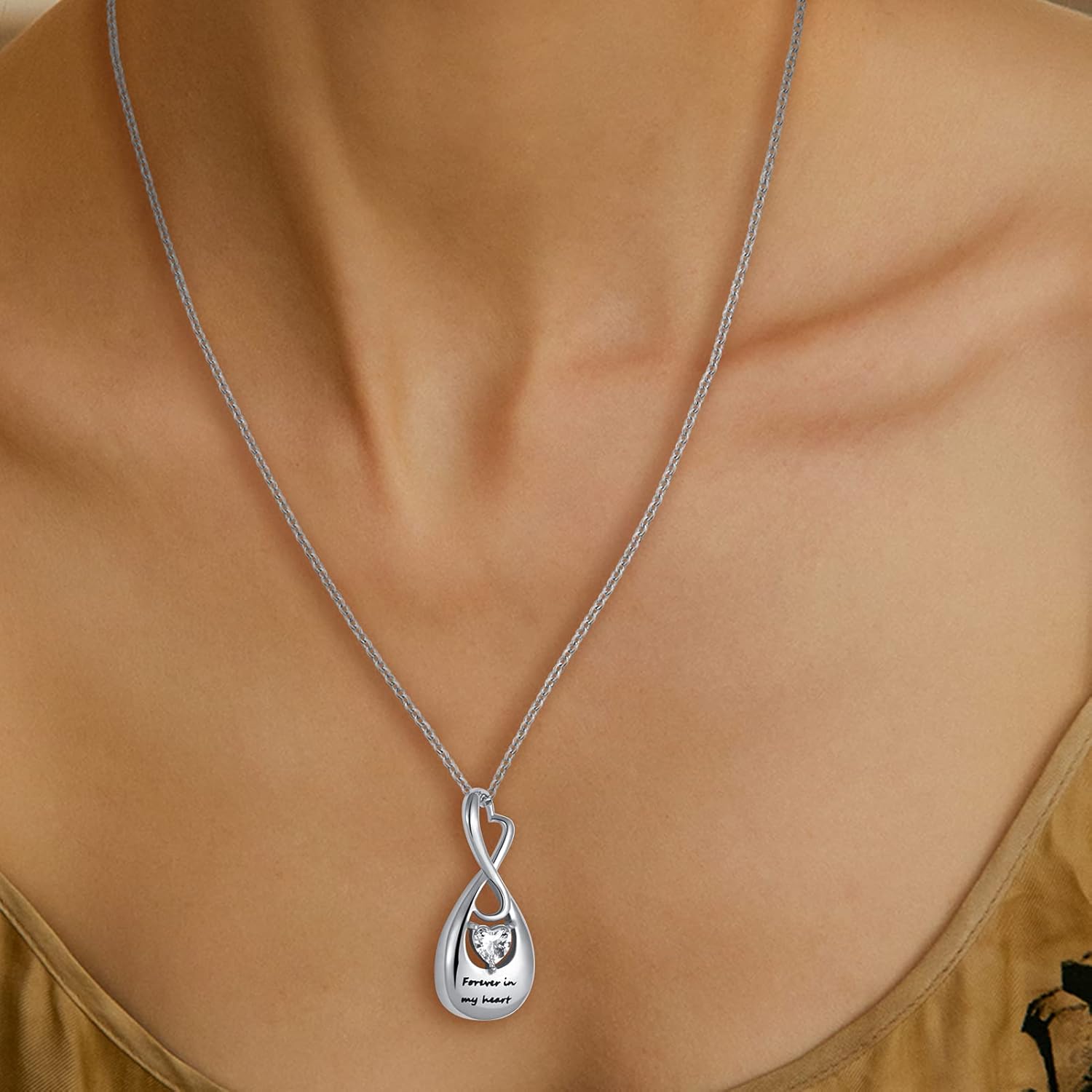 Infinity Cremation Jewelry for Ashes Teardrop Urn Necklace Pendants Ashes Holder Memorial Keepsake for Women Men Pet - Image 6