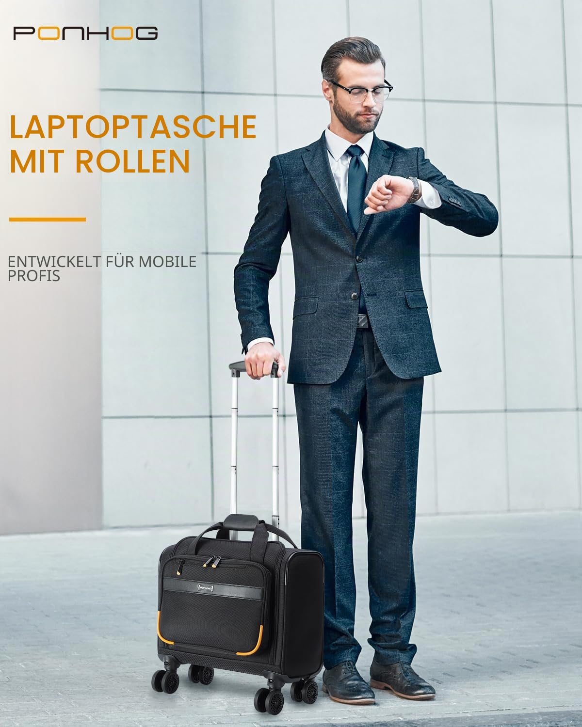 Ponhog Bussiness Trolley Aktenkoffer mit 4 Rollen