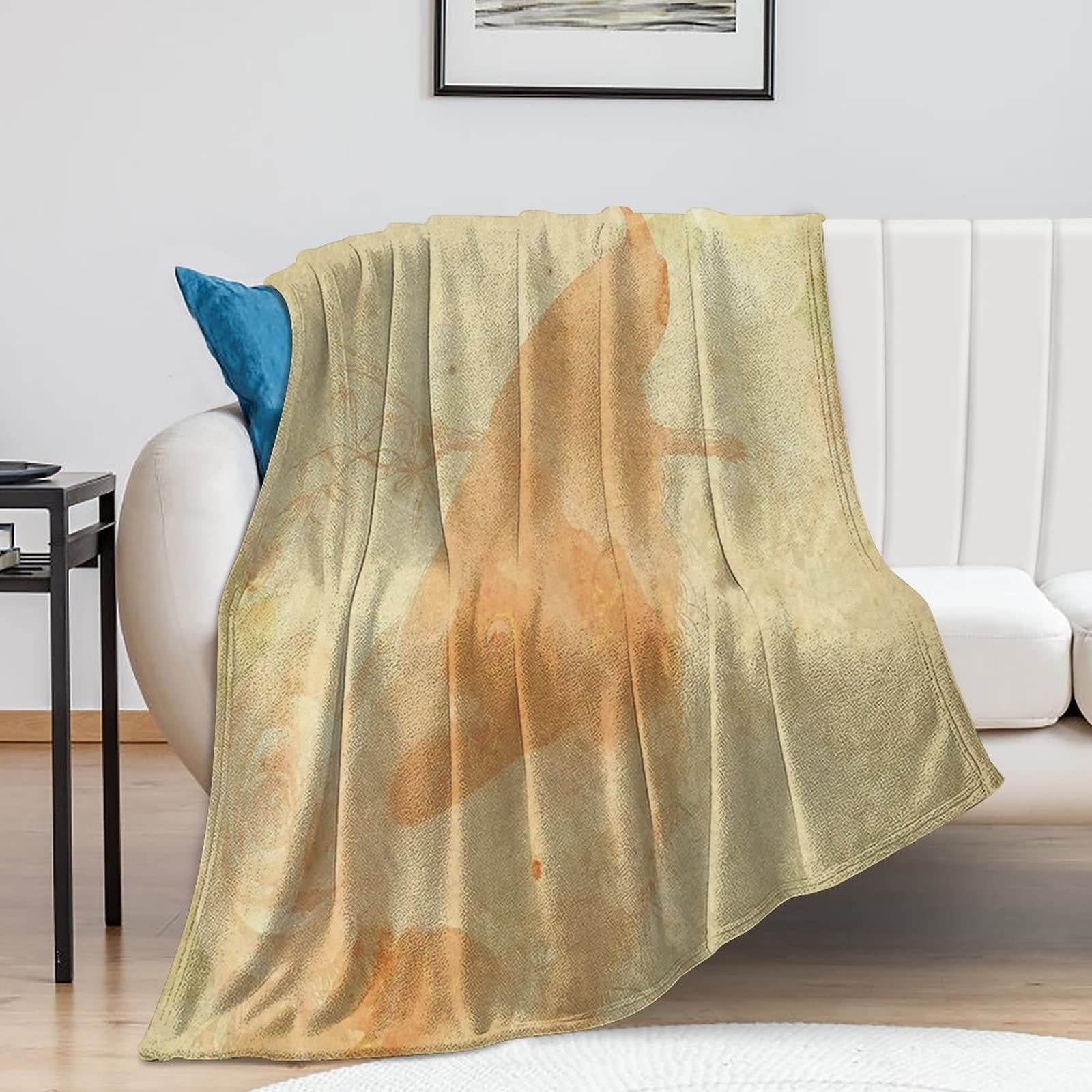 Couverture paon soyeuse en peluche vintage haut de gamme pour intérieur chic