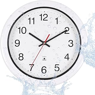 13 Inch Outdoor Full Waterproof Clock Bathroom Wall Clocks Waterproof Clocks for Patio Pool Garden Indoor Outdoor, White