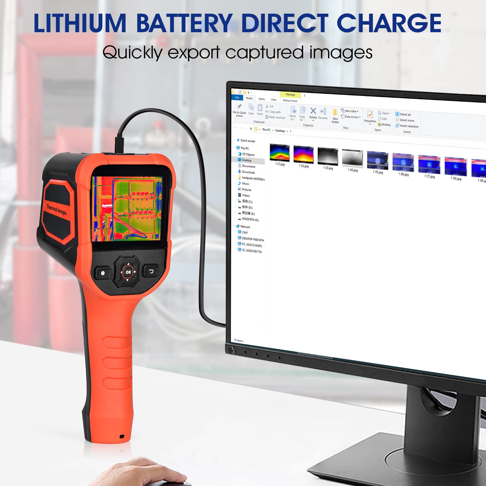 Handheld-Wärmebildkamera 220x160 IR -20-300°C,3,5″ Farbdisplay mit Laser