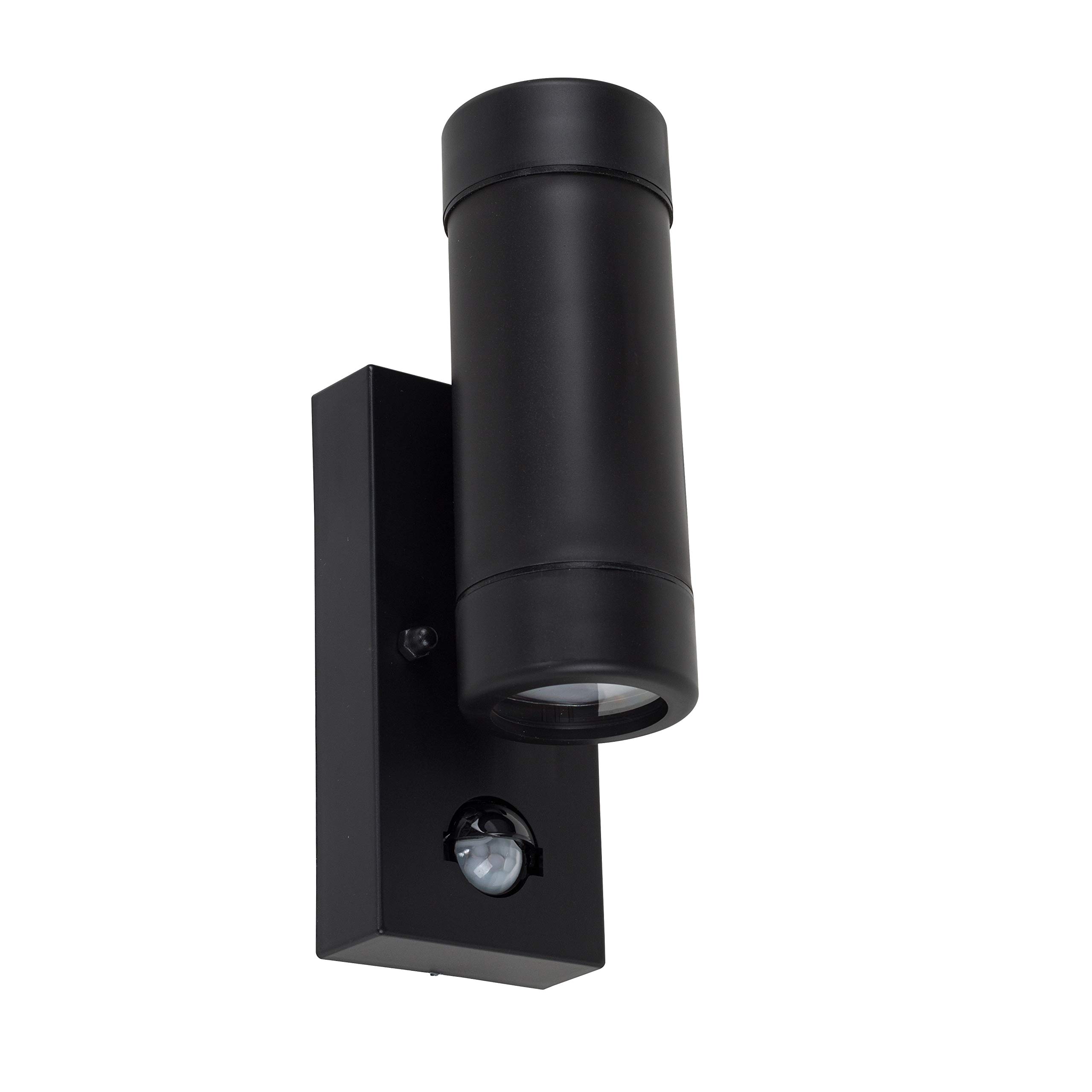 MiniSun | Modern Black Up/Down Wall Light with PIR Motion Sensor | Outdoor Wall Lights, Home Décor & Improvement Essential | Includes 3W LED Bulbs [3000K Warm White] | Mains Wired