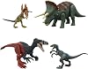 Jurassic World Dominion Survival Instincts Dinosaur Toys, set of 4 Action Figures, Blue, Dilophosaurus and Roar Strikers Megaraptor and Pteranodon Figures 