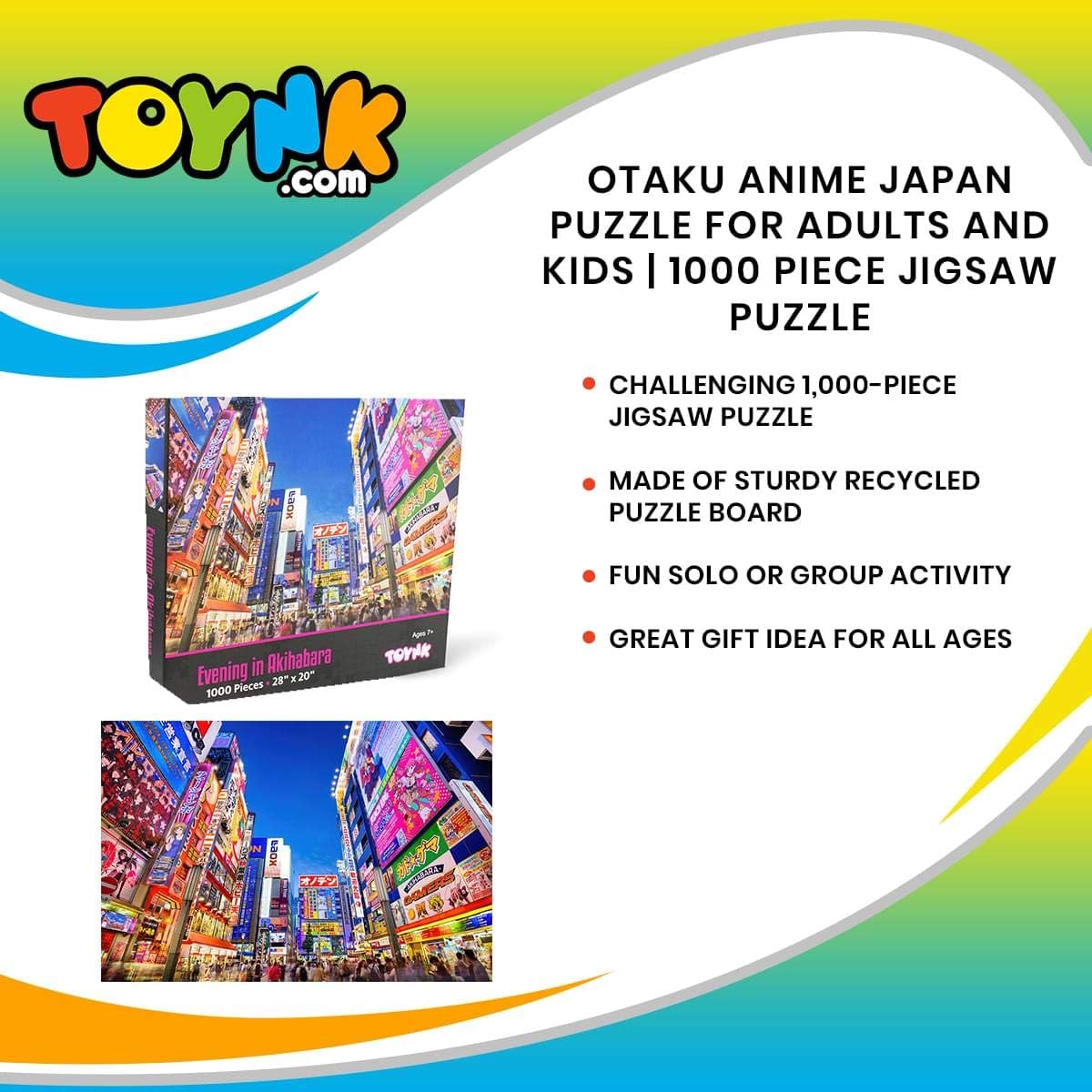 Evening in Akihabara, Japan Puzzle for Adults and Kids | Difficult 1000 Piece Jigsaw Puzzle Toy | Fun Quarantine Gift | Interactive Brain Teaser Challenge for Game Night