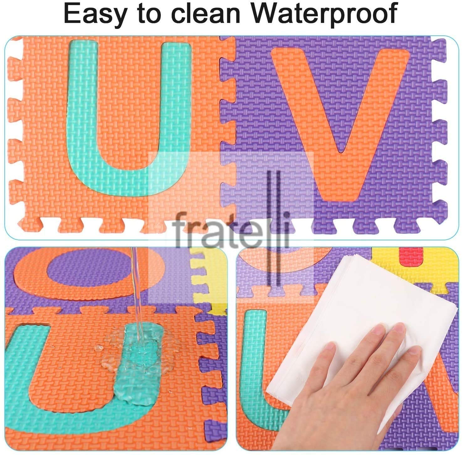 FRATELLI - EN71 Safety Approved Non-Toxic Soft Eva Foam Interlocking Puzzle Mats for Toddlers (36 Tiles of Size 14CMS X 14CMS Alphabet+Number) 1