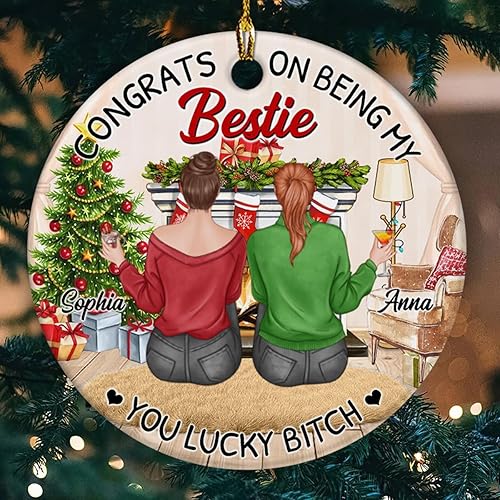 Miniatura 3 de Adorno de Bestie, Congrats On Being My Bettie You Lucky - Adorno de Navidad personalizado, regalos para alma gemela, árbol de Navidad colgante