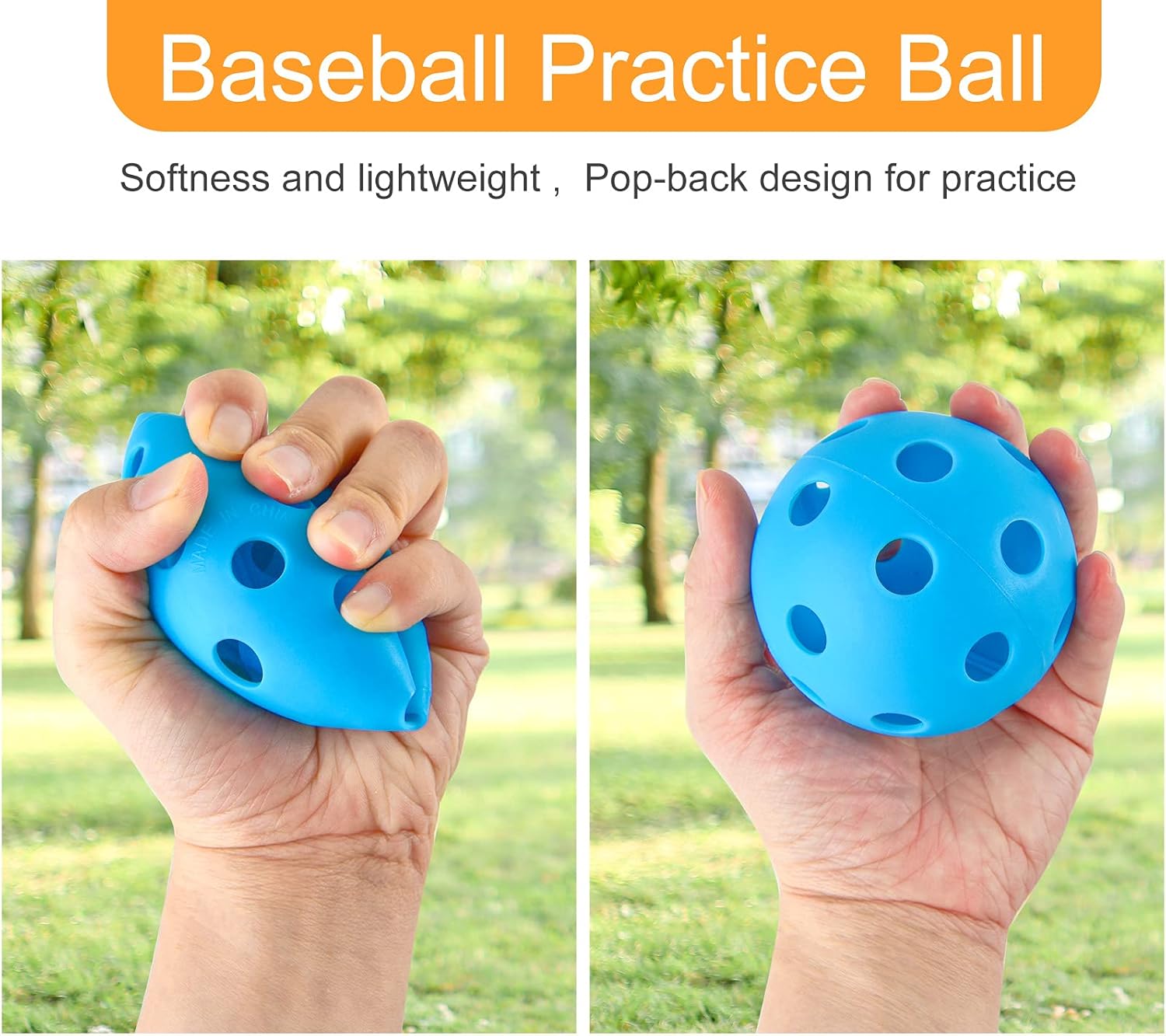 Coopay 14/48 Pack Practice Baseball Softball, Plastic Training Balls Lightweight Hollow Limited Flight Softballs for Hitting, Pitching, Batting Training Indoor Outdoor Use