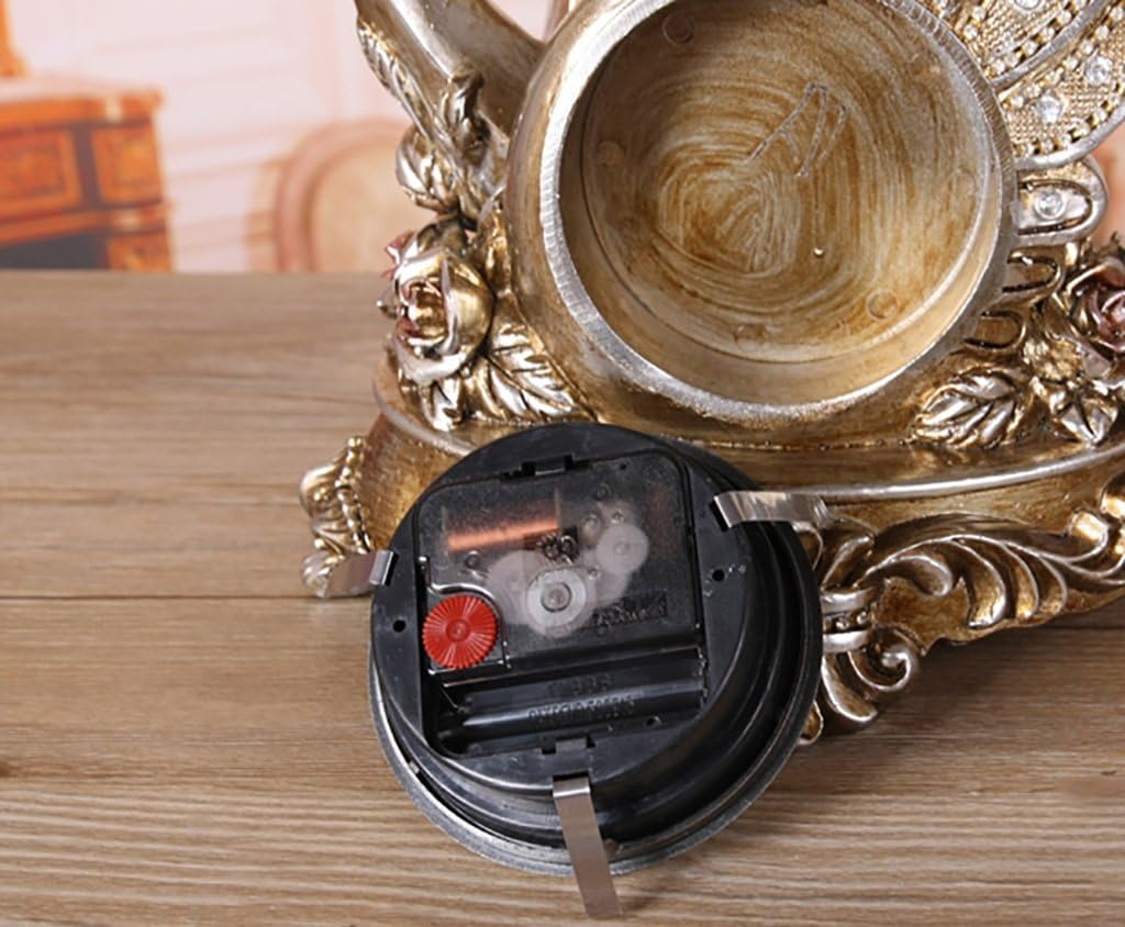 Retro Mantel/Mantle Rhythm Quartz Clock Living Room swan Desk Shelf Clocks Decoration (Color : Bronze)