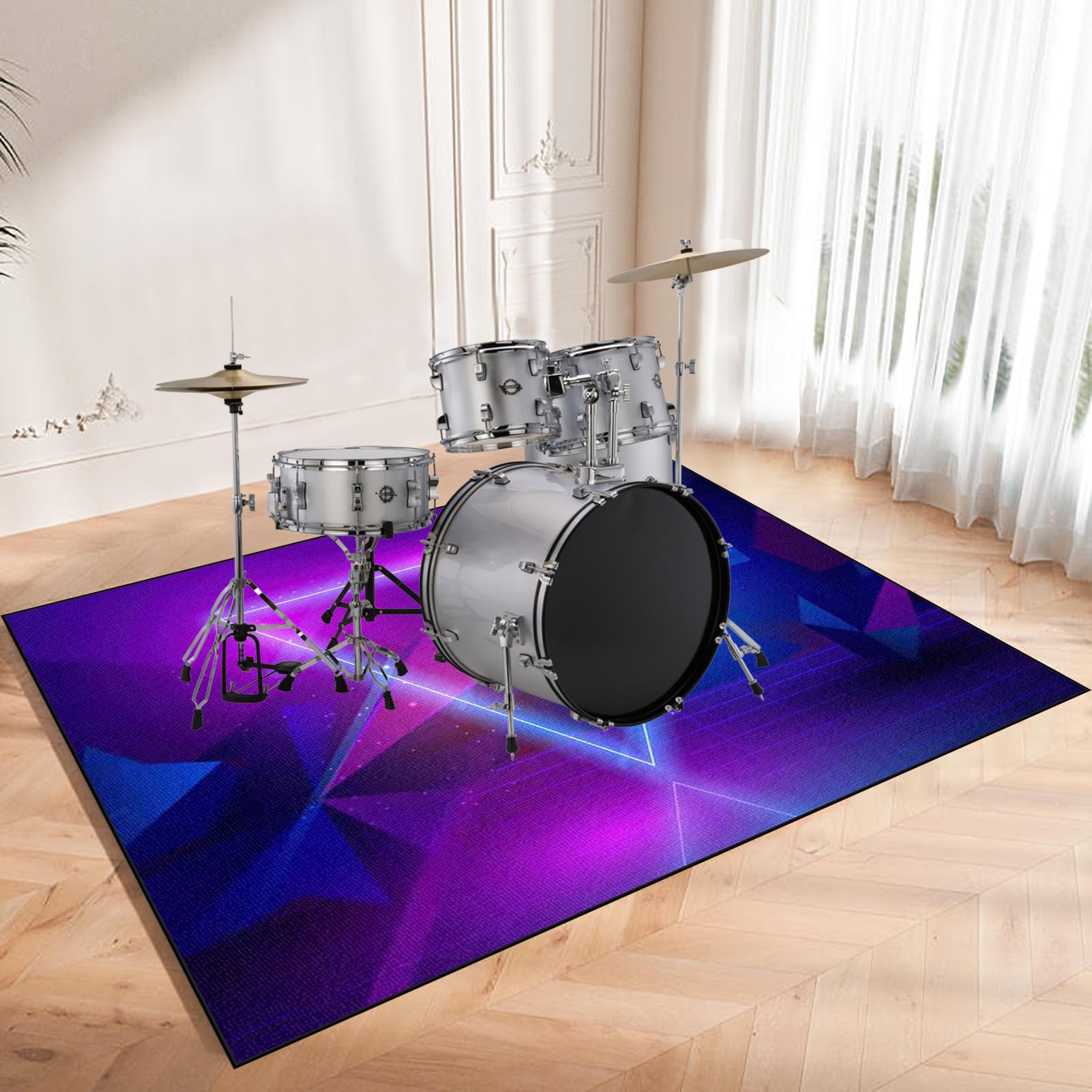 Dywaniki perkusyjne 120 x 70 cm, antypoślizgowy koc do elektronicznego zestawu perkusyjnego, bębna basowego, werbla i innego instrumentu muzycznego, mata bębna, mata dźwiękoszczelna