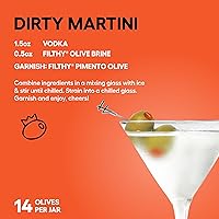 Vista 5 de Aceitunas rellenas de pimiento de Filthy Food, guarnición premium para cócteles, aceitunas rellenas de pimiento español, no transgénico, sin gluten