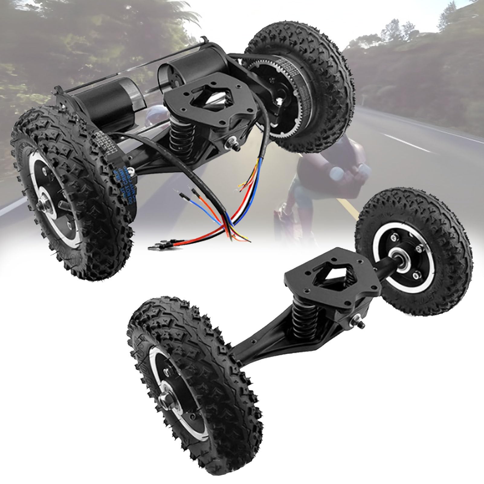 Kit di Conversione per Skateboard Elettrico 4wd, Motori da 1650 W, Trazione Integrale 4 Ruote Motrici per Fuoristrada E Mountain Board 2WD-NoRemote