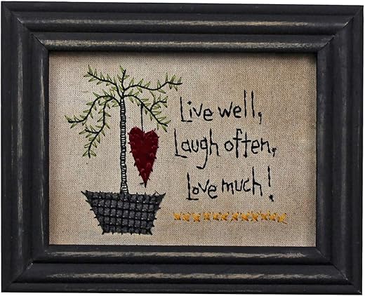 CVHOMEDECO. Primitives Vintage Live well, laugh often, love a lot! Wall Hanging Sewing Frame, Decorative Art, 22 x 17 cm