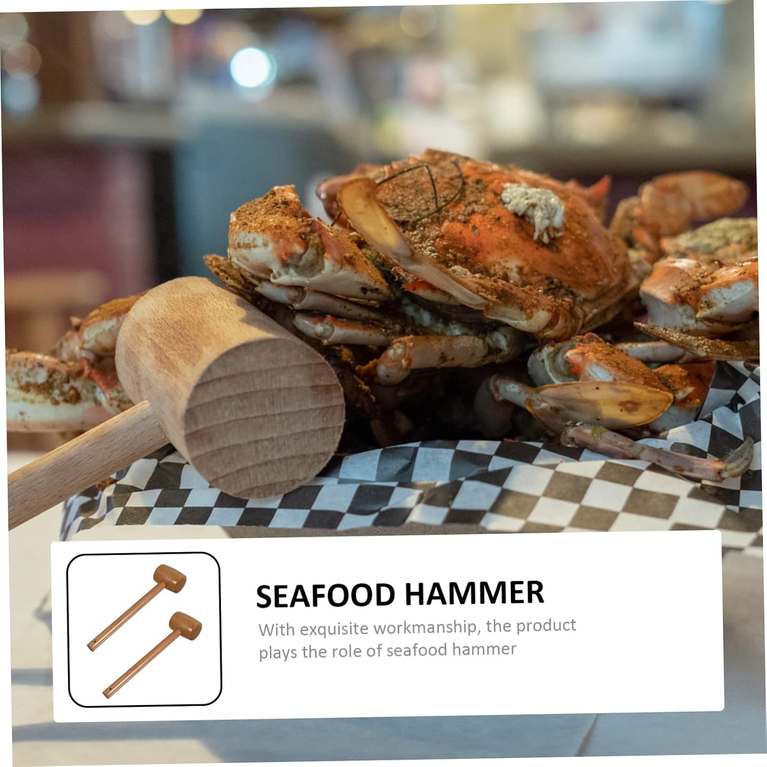 2pcs Wooden Crab Mallets Hardwood Seafood Cracking Tools for Lobster and Crab Comfortable Grip for Kitchen and Parties