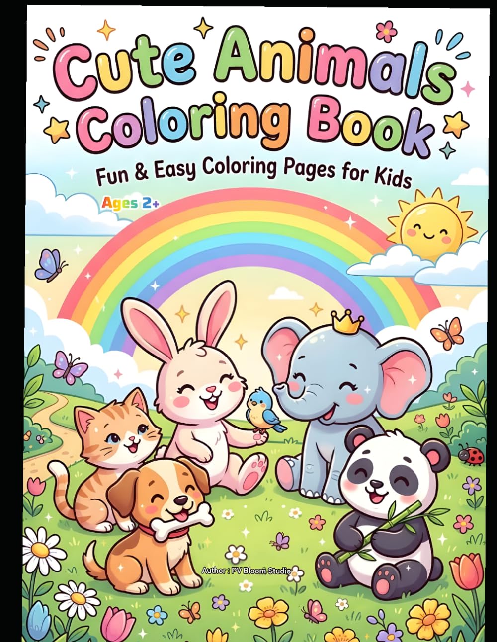 Fun Coloring Book For Kids Ages 2+: 30 Easy Coloring Pages with Cute Animals, Fruits & Fun Objects for Toddlers and Preschool Kids