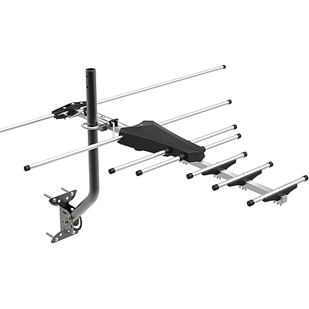 GE Outdoor TV Antenna, Supports 4K 1080P VHF UHF, Yagi Style Design, Long Range HD Digital OTA Antenna, Weather Resistant, J-Mount Included, Multiple TV Support, 33685
