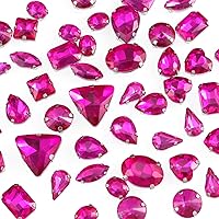 Vista 25 de 50 diamantes de imitación para coser, formas mixtas, diamantes de imitación de cristal para coser en gemas de cristal, parte trasera plana mental