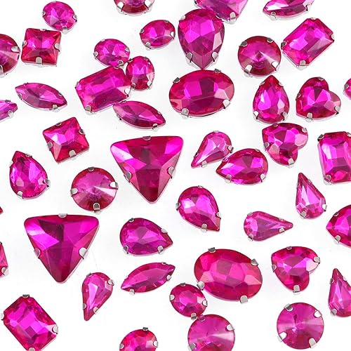 Miniatura 25 de 50 diamantes de imitación para coser, formas mixtas, diamantes de imitación de cristal para coser en gemas de cristal, parte trasera plana mental