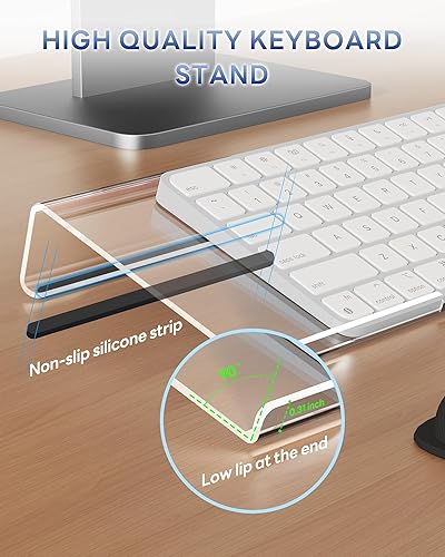Miniatura 4 de Laborio Soporte para teclado de computadora, elevador de teclado para escribir fácilmente, reposamuñecas ergonómico con base antideslizante, cómodo