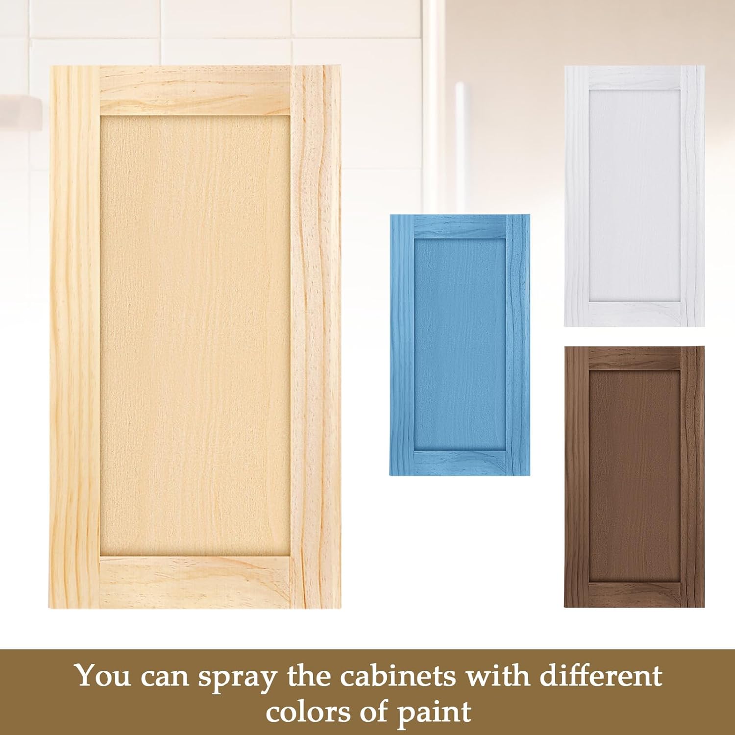 Cinnvoice 2 Pcs 11.7'' W x 22.5'' H Unfinished Pine Kitchen Cabinet Door Replacement with 4 Pcs Cabinet Hinges Wood Shaker Door Front Replacement for Kitchen, Bathroom, Vanity