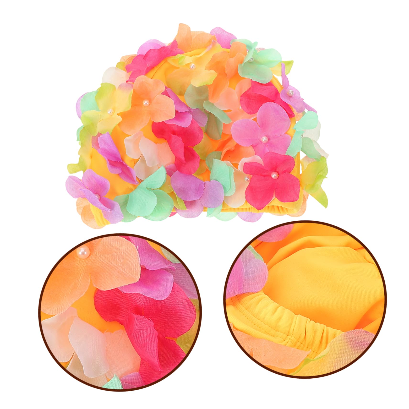 ibasenice Gorro De Baño De Pelo Largo para Mujer Gorro De Baño con Estampado Floral De Pétalos Gorro De Baño De Protección para Adultos Cubre Flores Gorro De Baño Impermeable De Nailon