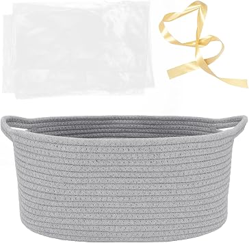 Woven Basket with Gift Bags and Ribbons, 14"X 10" X 6" Storage Basket Grey