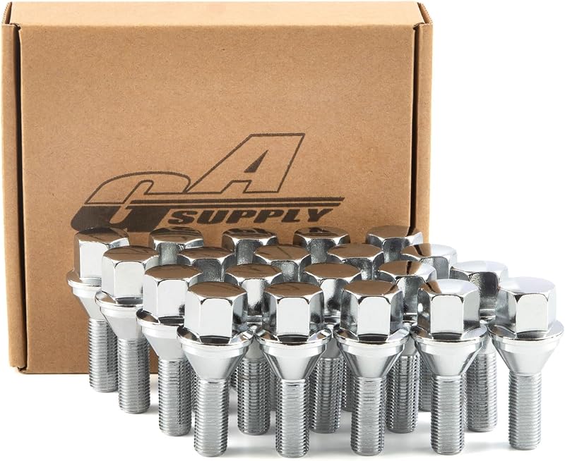 GAsupply 12x1.25 OEM Lug Bolts, 28mm Shank Length Cone Seat 3/4" Hex, 20pcs | Fit for 2015-2022 Jeep Renegade, 2018-2022 Compass, 2014-2022 Cherokee, One-Piece Factory Style Chrome Wheel Stock Stud