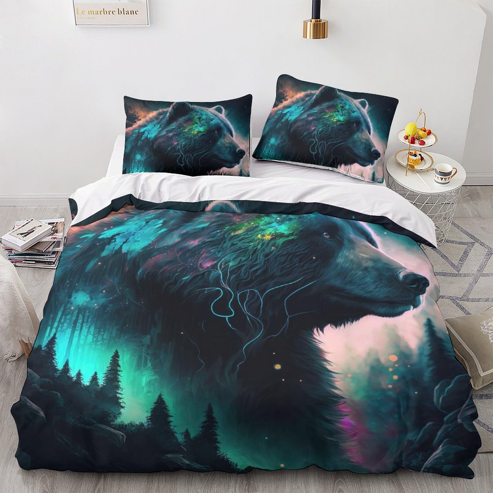 Literie microfibre Lumos Bears avec housse de couette 3D 220x240cm et taie
