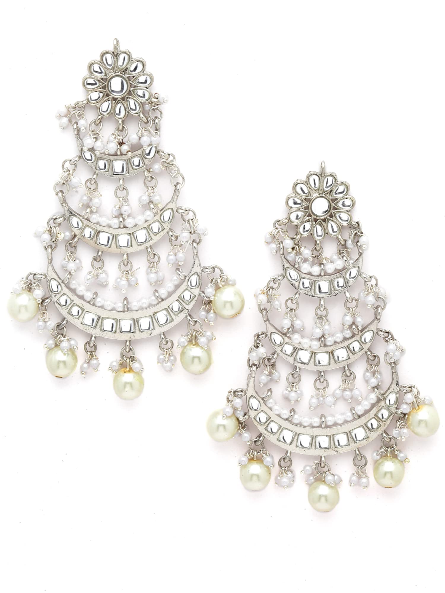 Karatcart Oxidised Silver Pearl Kundan Chandbali Earringsfor Women (B0B1HXF167) Amazon Price History, Amazon Price Tracker