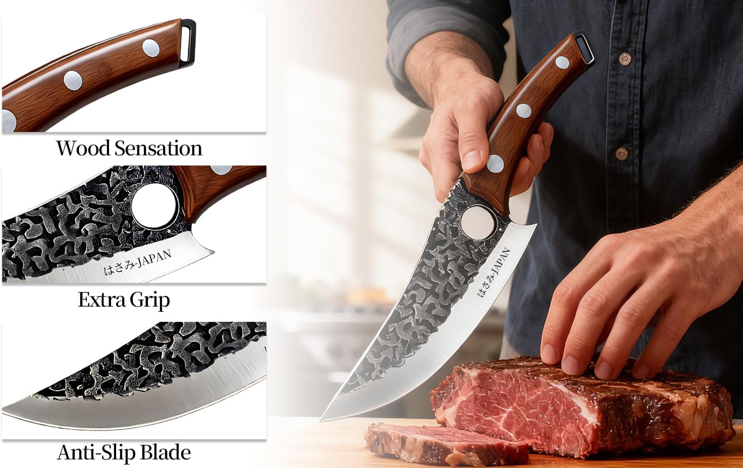 Viking Knife, Butcher Knife Set Hand Forged Boning Knives, Japanese Serbian Chef knives Kitchen Chopping for Meat Cutting Chefs Cleaver Camping Cooking, BBQ, Gifts for Men