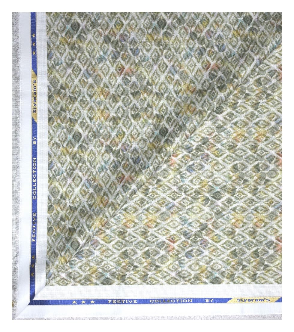 siyaram's festive collection printed pattern with hemp blended Green (Olive) color unstitched men's Kurta/sherwani/top fabric of 2 meters / VV2304-picture-17