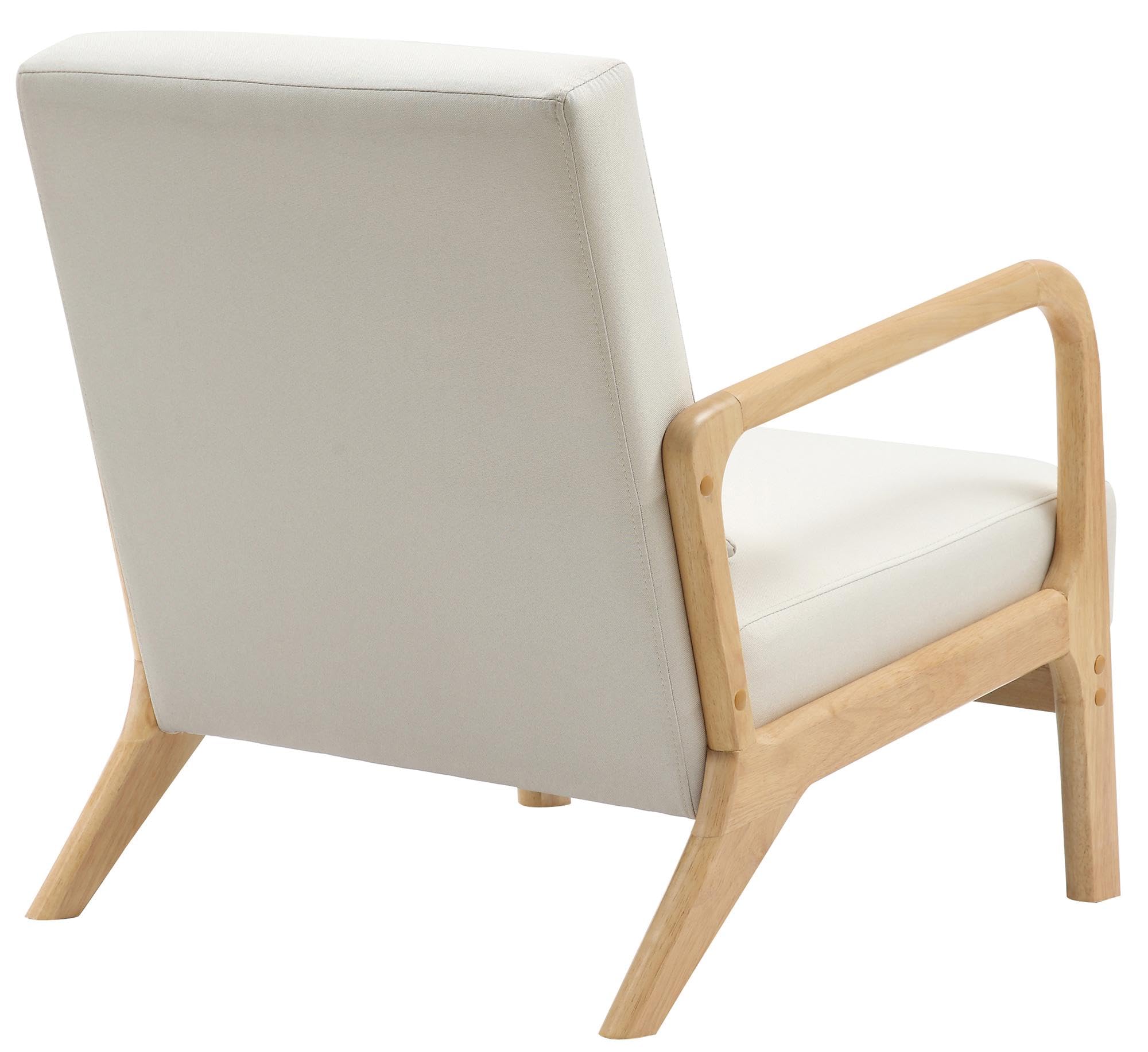 CLP Sillón Hibbing en Tela con cojín I Silla de Descanso con Base & reposabrazos de Madera I Butaca alcochada nórdica con Respaldo, Color:Crema