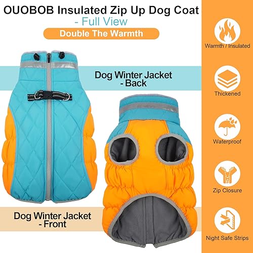 Miniatura 10 de Chaqueta de invierno para perro, acogedora y reflectante, impermeable, resistente al viento, cálida prenda para mascotas, cómoda ropa de forro polar