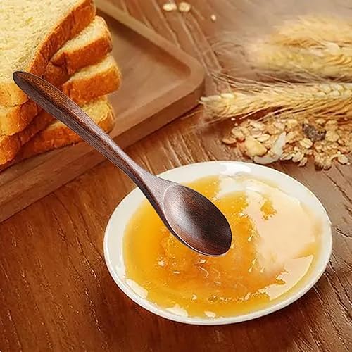 Miniatura 6 de Asanta - 6 cucharas pequeñas de madera, cuchara de miel de 5.9 pulgadas para té, mini cucharadita de madera para sales de mermelada de café,