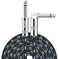 Vista 11 de Cable de Guitarra de 6 Pies Cable de Instrumento para Guitarra Eléctrica y Bajo, Teclado - Cable AMP de Ángulo Recto de 1/4 Pulgada, Negro