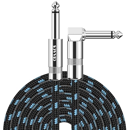 Miniatura 50 de Cable de guitarra de 6 pies para bajo eléctrico, teclado, cable AMP de ángulo recto de 1/4 pulgadas, color negro