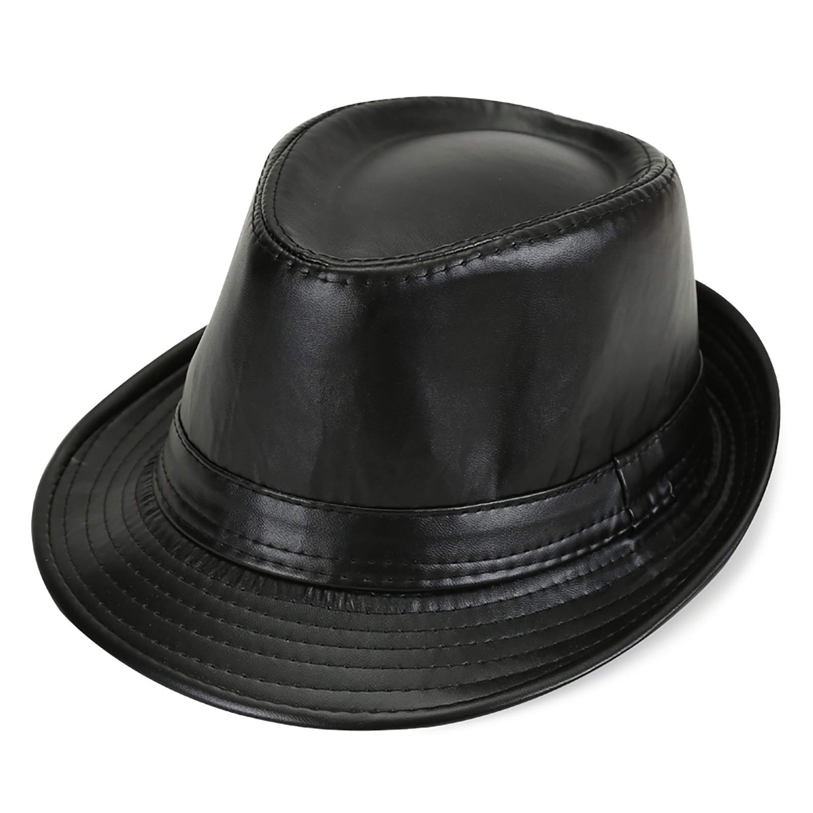 Chapeau d'hiver Fedora en similicuir café pour homme d'âge mûr