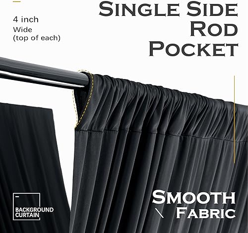 Miniatura 5 de PartyVillage - Cortina de techo negra de 60 x 20 pies para bodas, 12 paneles sin arrugas, 20 pies de largo, cortinas drapeadas para bodas,