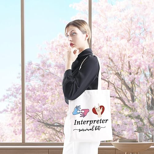 Miniatura 4 de GJTIM Interprete Bolsa con cremallera para intérprete de supervivencia, bolsa de maquillaje de regalo, para intérprete de lenguaje de signos ASL,