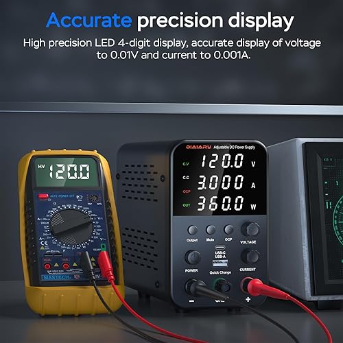 Miniatura 4 de Fuente de alimentación de CC variable, fuente de alimentación de banco de CC regulada de conmutación ajustable de 120 V 3 A con modo de carga