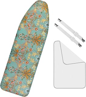 PHILORN Ironing Board Cover and Pad, Resist Scorching and Staining, 15x54 Inch Thick Padding Ironing Board Covers, Elasti Edges, 2 Fasteners and 1 Protective Scorch Mesh Cloth - Retro Pattern