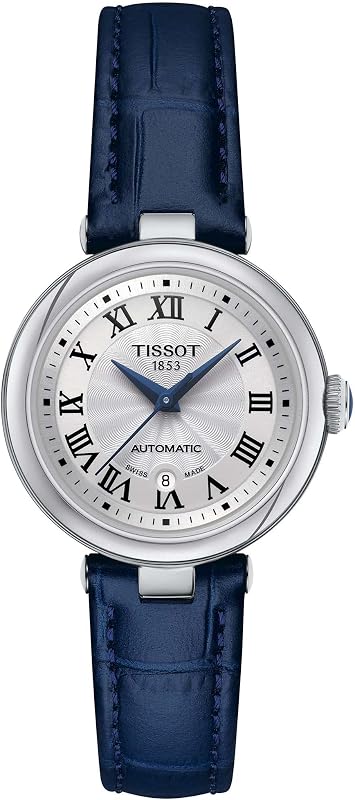 Reloj Automático Bellissima Automático para Mujer con Caja de Acero Inoxidable 316L, Azul, Cuero, 5 (T1262071601300)